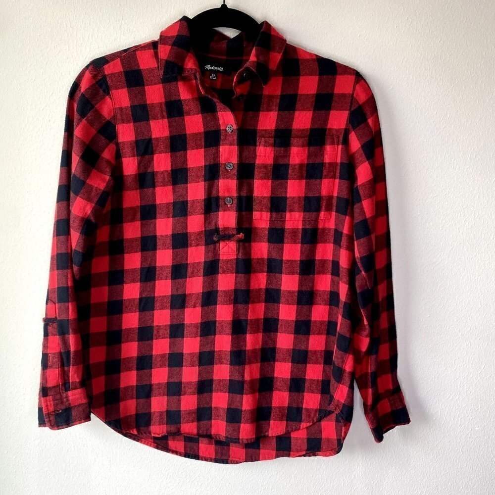 Madewell Flannel Popover Shirt in Buffalo Check XS